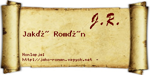 Jakó Román névjegykártya